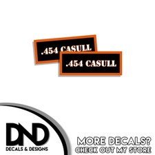 .454 Casull munición lata calcomanía pistola munición caja arma de fuego naranja pegatina O - paquete de 2