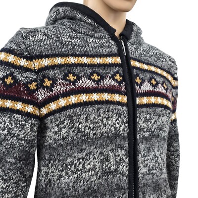 Cipo & Baxx Hooded Grey Knit Full Zip Sweater, Men's Small