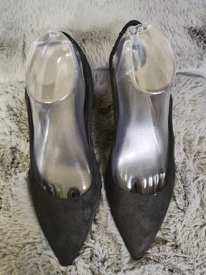 Asos женщин каблуки 7 черная замша поскользнуться на остроконечный носок насос комфорт блок каблук туфли - Изображение 3 из 4