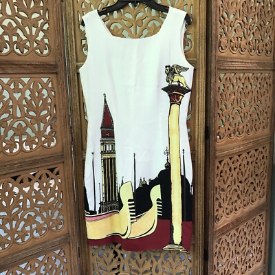 Mondi Geometric Women's Shift Dress Rayo Blend SZ S  EU34 Lined Rare Find