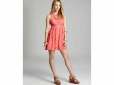 Free People Rocco Lace Floral Pattern Pleated Cutout Sleeveless Mini Dress XS