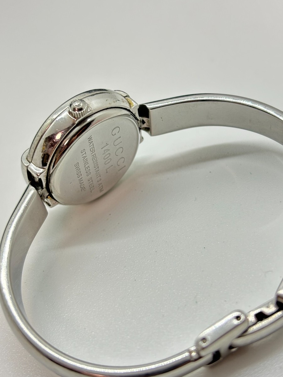 Exc+5 w/Box ] GUCCI 1400L Vintage Pink Dial Silver Quartz Watch