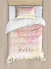 Hello Gorgeous Duvet Cover Set Pink Watercolor