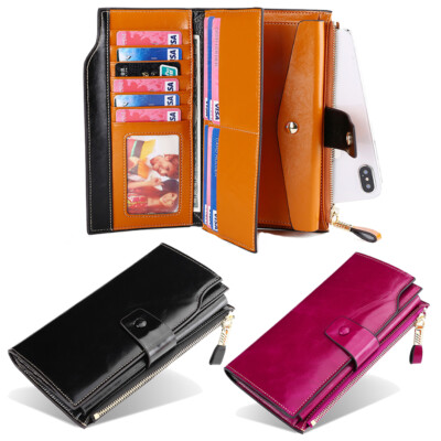 Women Leather Long Wallet Money Card Holder Clutch Purse RFID Blocking 