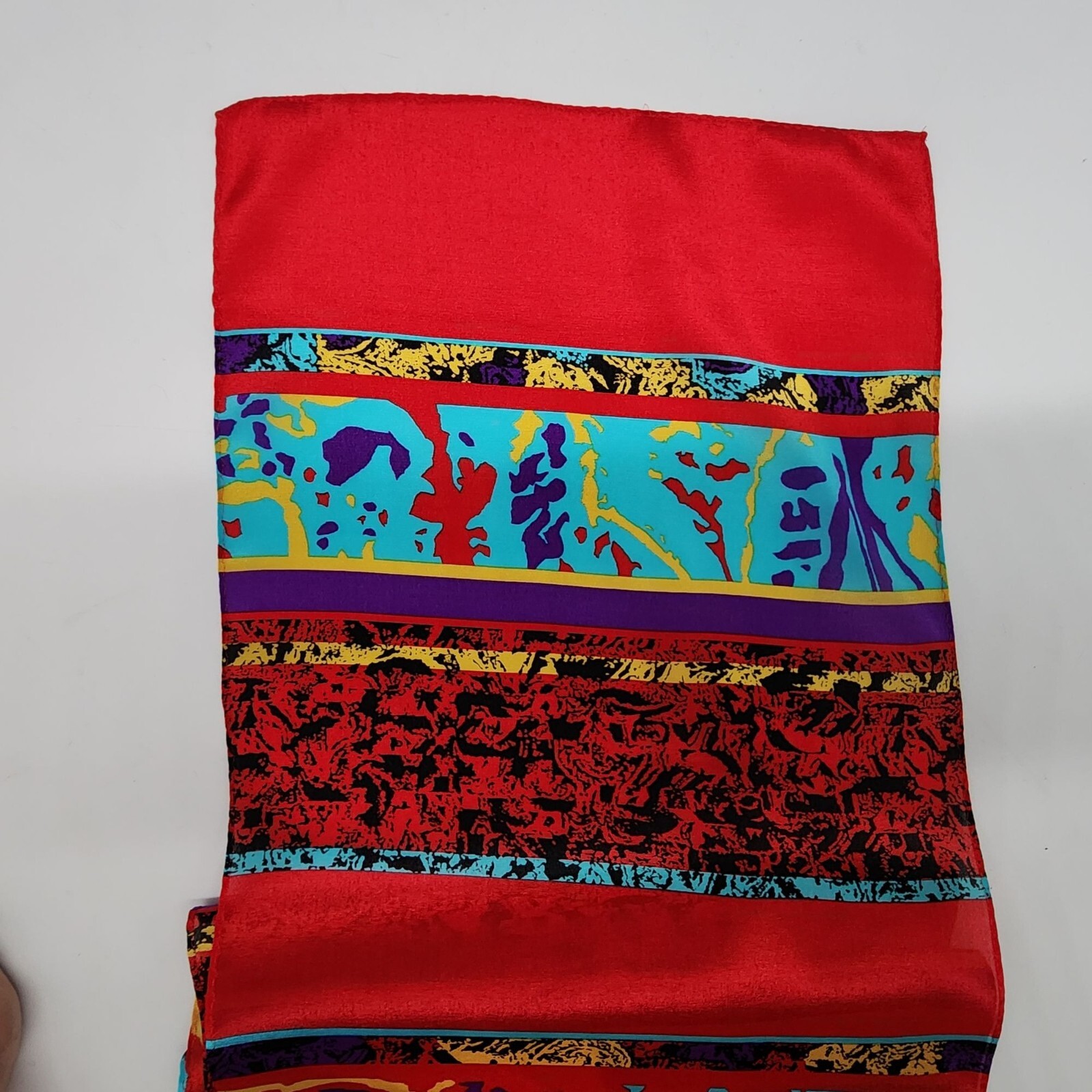 Bright Multicolor Abstract Pattern Silk Scarf Wit… - image 7