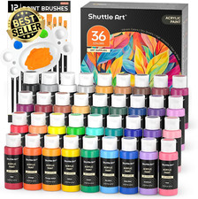 Acrylic Paint Set 36 Colors 60ml w/ Brushes & Palette Non-Toxic for Canvas Craft