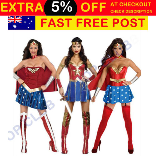 Deluxe Secret Wishes Wonder Woman Super Hero Fancy Dress Costume Halloween Party - Picture 1 of 8
