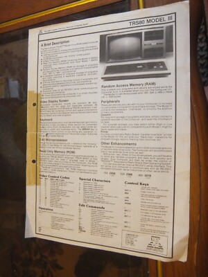 Tandy TRS80 Model III Computer Prospekt - Retro Computing