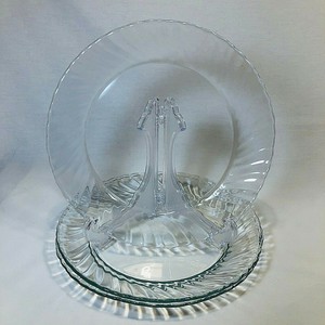 3 Arcoroc France Clear Glass Swirl Scalloped Edge 8 75 Dinner Plates Ebay