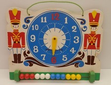 Preschool Clock Learning Toy Nichigan's Toy Vintage Japan w/Toy Soldier Art v.2
