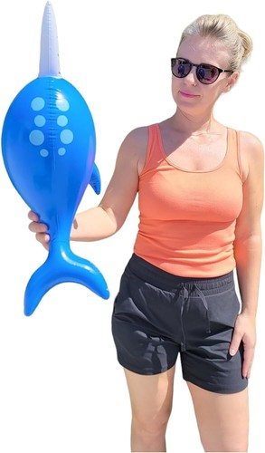 24 Zoll Narwal aufblasbar (blau) aufblasbar Narwal Meeresbewohner Meerestiermotiv - Bild 4 von 8