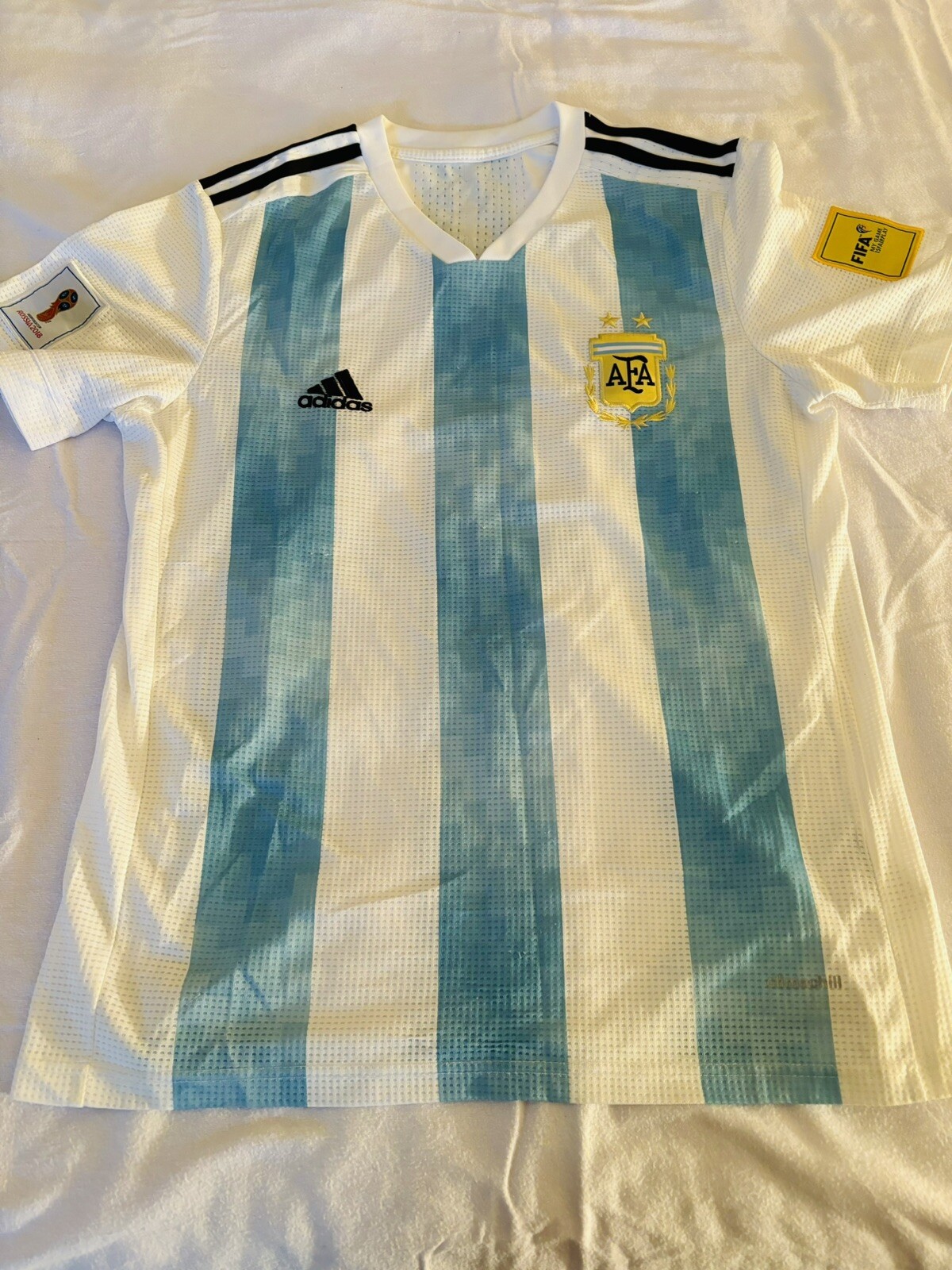 Argentina Home FIFA World Cup Russia Messi #10 Size M with the patches