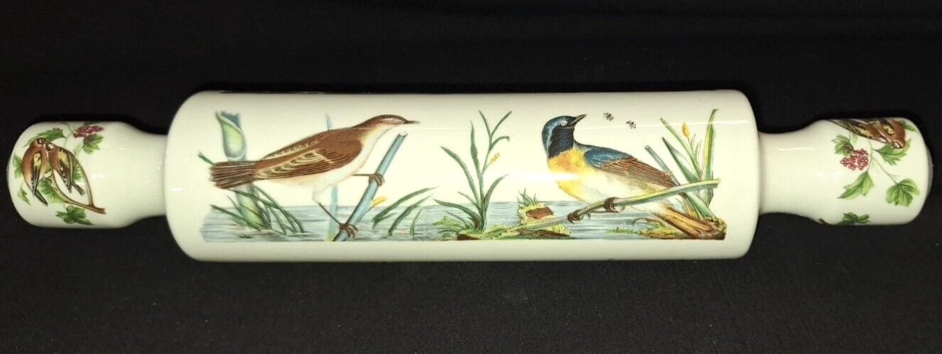 VTG PORTMEIRION BIRDS OF BRITAIN 14" ICE WATER STOPPERS ROLLING PIN RETIRED UK