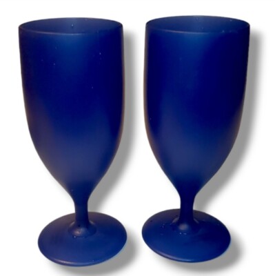 #AU New Vintage Plastic Blue Champagne Flute Wine Glass Cup Set Of 2