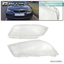 Fit For 2005-2008 BMW 3 Series E90 E91 Left + Right Headlight Cover Clear Lens