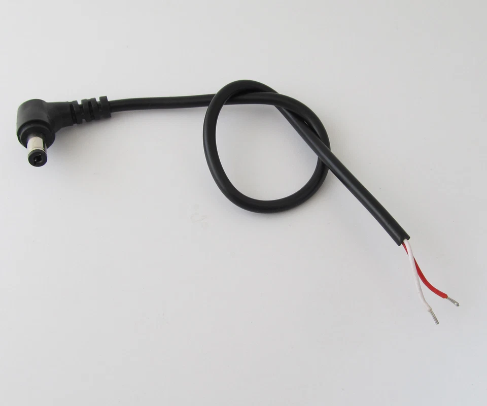 5x 30cm/1ft 5.5x2.1mm 5521 CCTV DC Power Plug Right Angle 90D Single Cord Cable - Image 2 of 4