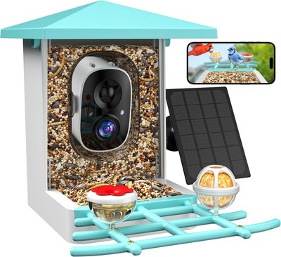 Smart Bird Feeder with Camera, AI Auto-Capture & Motion Detection, 5W Solar, NEW