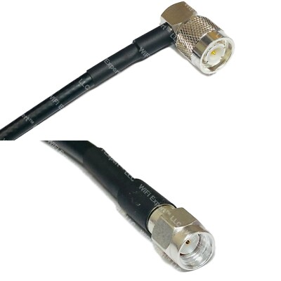 LMR195 Silver TNC Male Angle to RP-SMA MALE Coax RF Cable USA Lot