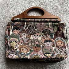 Vintage Tapestry Bag Children of the World Handmade Tote Bag