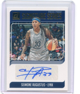 2019 Panini Donruss WNBA SEIMONE AGUSTUS Gold Press Proof Auto /199 LYNX