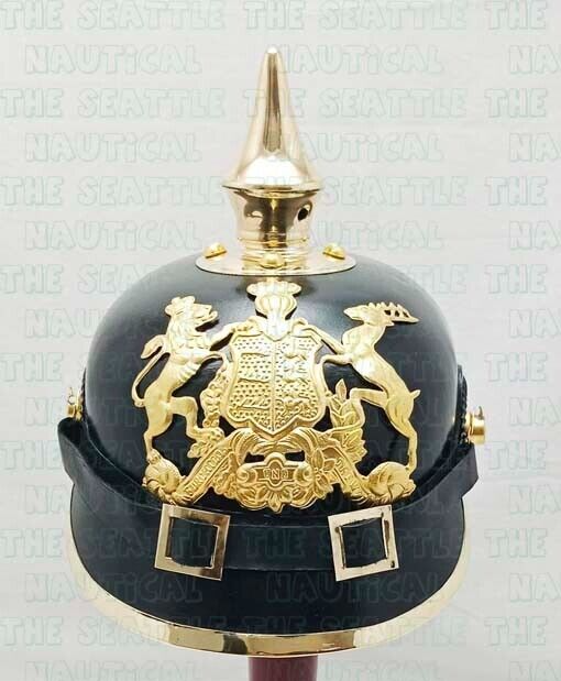 German Leather Pickelhaube Helmet WW1 Imperial Prussian Spike
