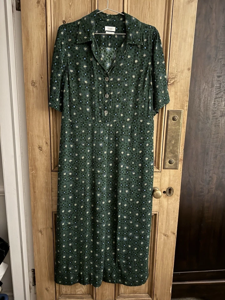 Toast Dotty Print Dress- Bottle Green- UK12 - Image 4 of 4