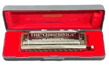 Hohner Chromonica Collector Harmonica 260 w/Hard Case Key of C 10 Hole NICE