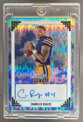 Chandler Rogers 2024 Leaf Metal #91A-CR1 Pulsar Sky 1991 Auto 1/1 NCAA
