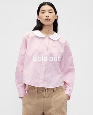 gap oversized dress shirt Women's Organic Cotton Poplin Big Shirt by Gap White And Blue Stripe Petite Size M
