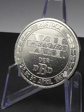 DDR Medaille XII. Parteitag der DBD 1987 Rostock • nickelplattiert • magnetisch