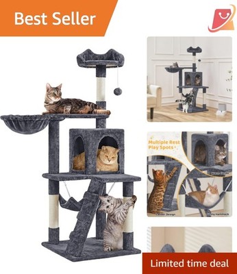 54in Multi-Level Cat Tree Condo Hammock Scratching Posts for Indoor Cats