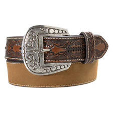 Ariat Men's Brown Embossed Leather Western Belt A1044102