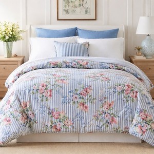 Ralph Lauren Maggie Floral Stripe Indigo Multi FULL/QUEEN Duvet Cover 90x96