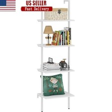 4 Tier Adjustable Ladder Shelf Storage Rack Durable Bookcase Display Organizer