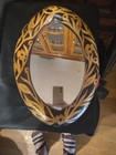 Vintage Sticks Handmade wooden Oval Mirror With Floral Inlay 15" — photo 4