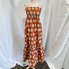 Free People Leanna Bandeau Strapless Maxi Summer Boho Beach Dress Terracotta XS