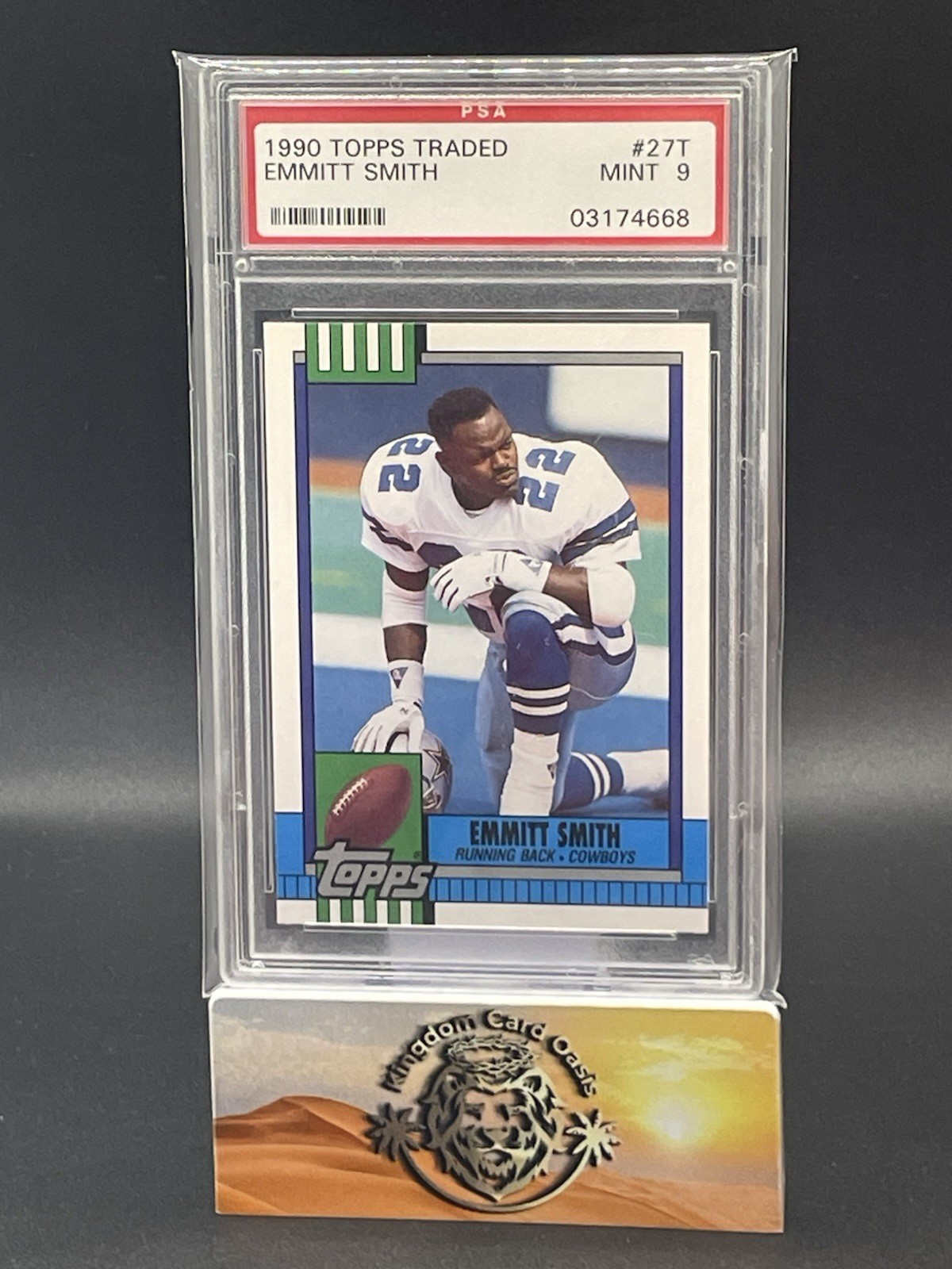 💥Emmitt Smith 1990 Topps #27t Traded Dallas Cowboys HOF RC PSA 9💥