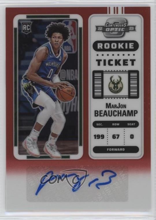 2022 Contenders Optic Ticket Red Prizm 10/99 MarJon Beauchamp Rookie Auto RC 4f5