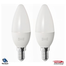 2x IKEA SOLHETTA LED Leuchtmittel E14 470 Lumen Kronleuchter / Opallampe Birne weiß