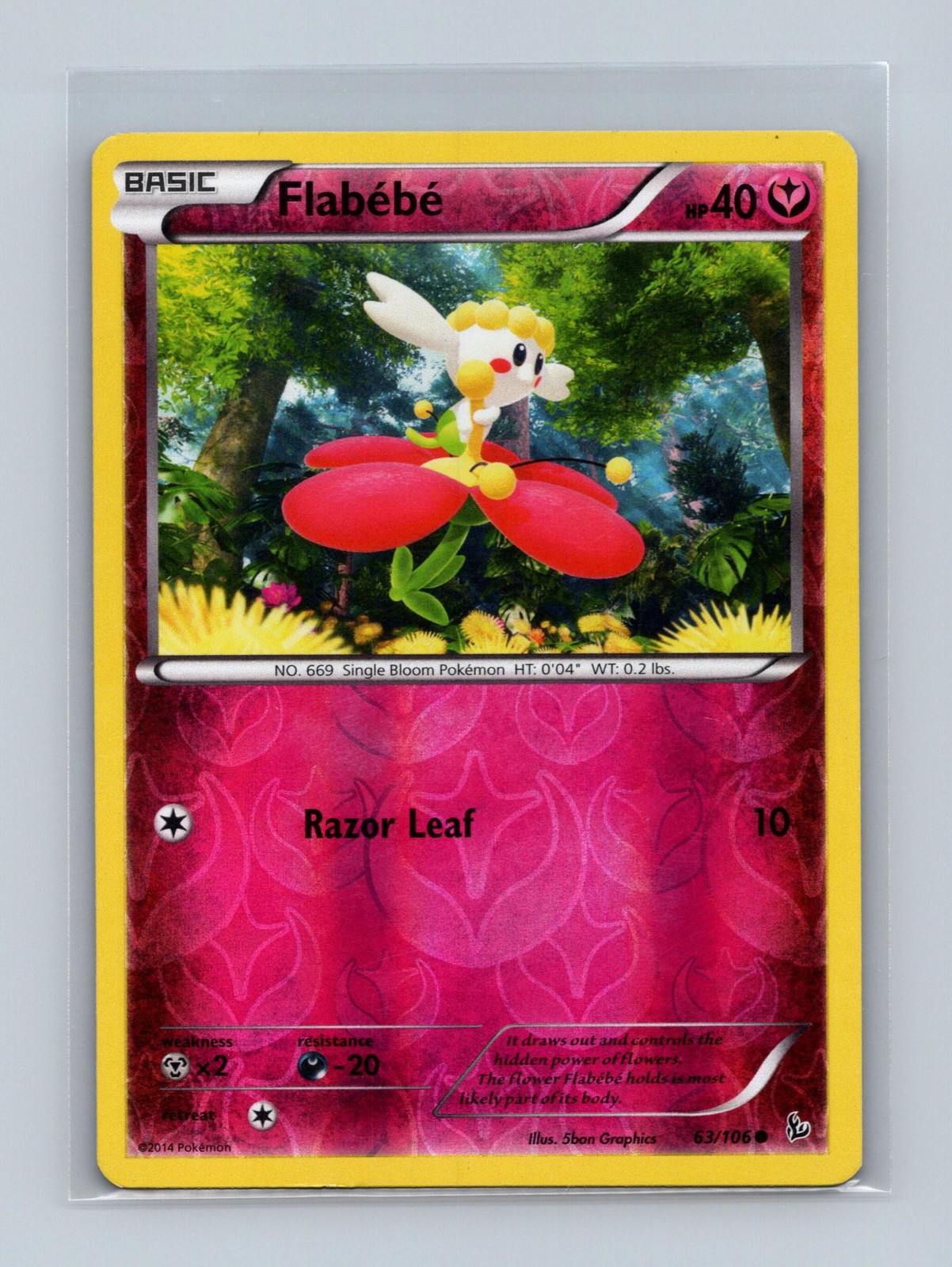 Flabebe 63/106 Common Flashfire Pokemon Reverse Holo Lightly Played
