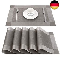 Chaochi Platzset Abwischbar,Tischset Abwaschbar Grau 6Er Set Pvc Abgrifffeste