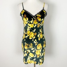 Urban Outfitters Floral Velvet Slip Dress Lace Trim Mini Boho Size Medium Womens