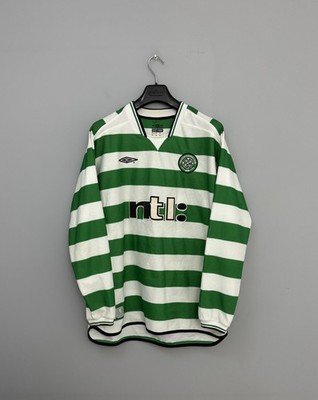 Celtic 2002 2003 Umbro Home 7 Larsson Soccer Jersey Football Shirt Long Size XL
