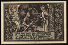 Notgeld Gransee i. d. Mark, 75 Pfennig, mittelalterliche Szene mit Fass und Sta 