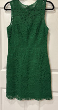 Women's Alexia Admor Dress Green Satin Lined Dress Bows On Back Size M USA MADE