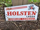 VINTAGE 1953 HOLSTEN BEER LAGER BEER HAMBURG GERMANY PORCELAIN SIGN 8 X 4