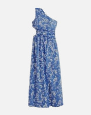 Abercrombie & Fitch L Tall One-Shoulder White Blue Floral Maxi Dress NWOT
