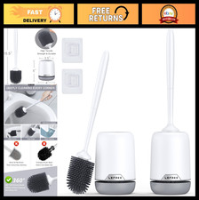 2 Pack Silicone Toilet Brush Set with Ventilated Holder - Floor Standing Wall