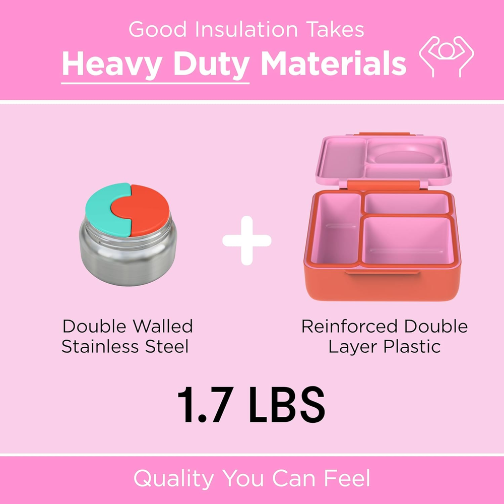 Box Bento Box for Kids - Insulated Bento Lunch Box with Leak Proof Vacuum Insula