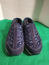 Easy Spirit Traveltime Walking Shoes Clog Mule Sz 7N Slip On Blue Floral